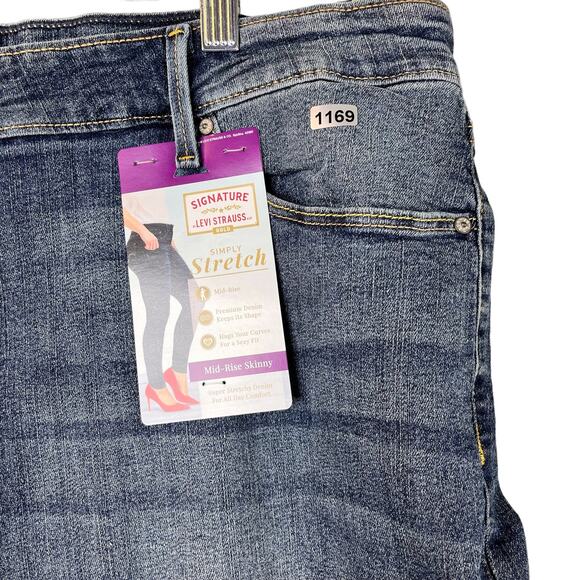 Signature Levi's Strauss Womens Blue Mid Rise Skinny Denim Skinny Jeans 24 L - Picture 6 of 7